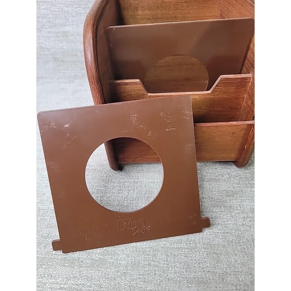 VTG Kalmar Design Teak Wood Roll Top Storage Box Desk Recipe Box CD Floppy Disks